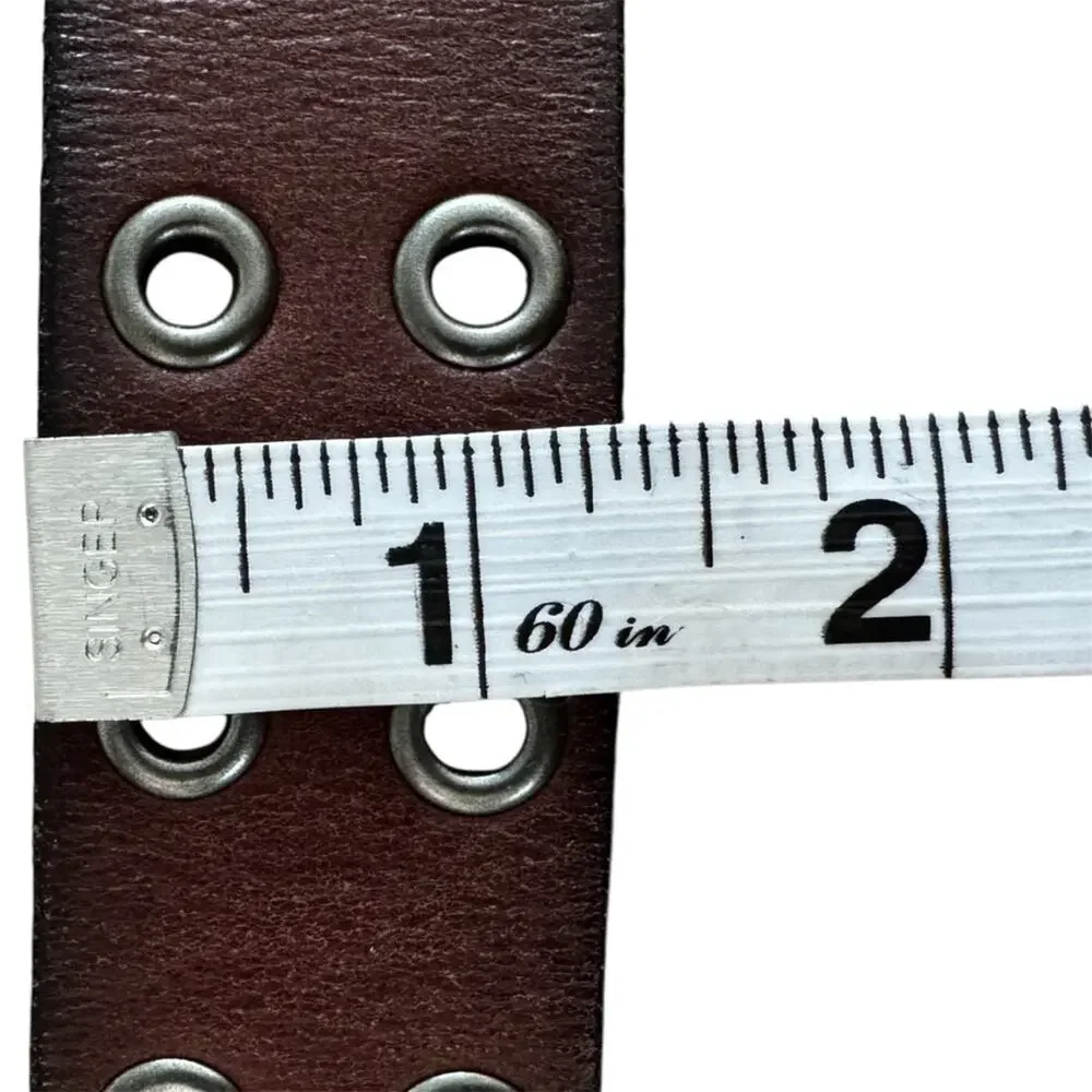 Kid’s Black/Brown Genuine Leather Reversible Belt Silver Buckle 2 Row Grommets